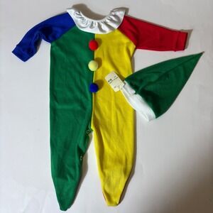 Vintage 90s Kessler Baby 3M Clown Romper Sleeper Footies Hat‎ Colorblock Costume